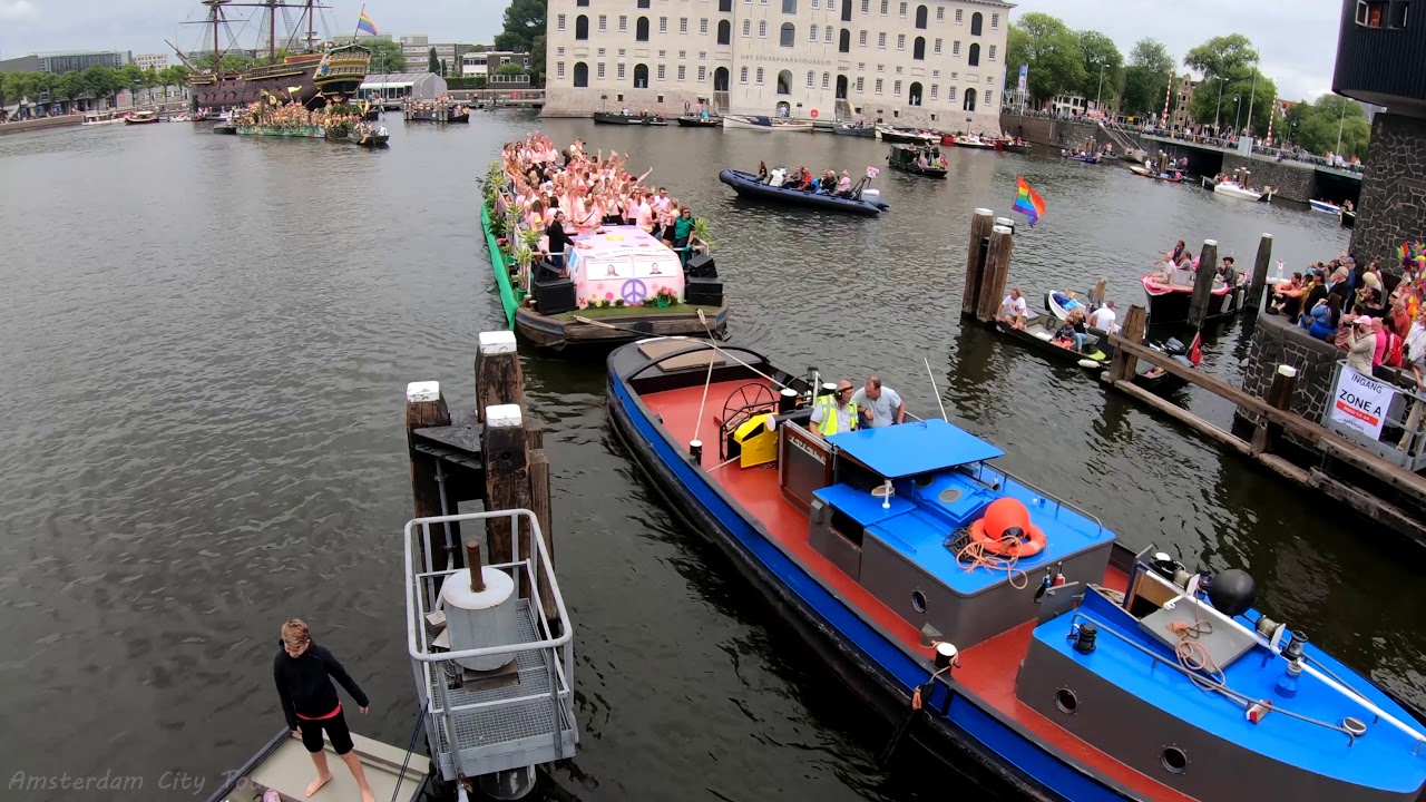 ⁴ᴷ CANAL PRIDE AMSTERDAM 2019 《 ALL THE BOATS  》 timelapse Pride week Westerdok Oosterdok