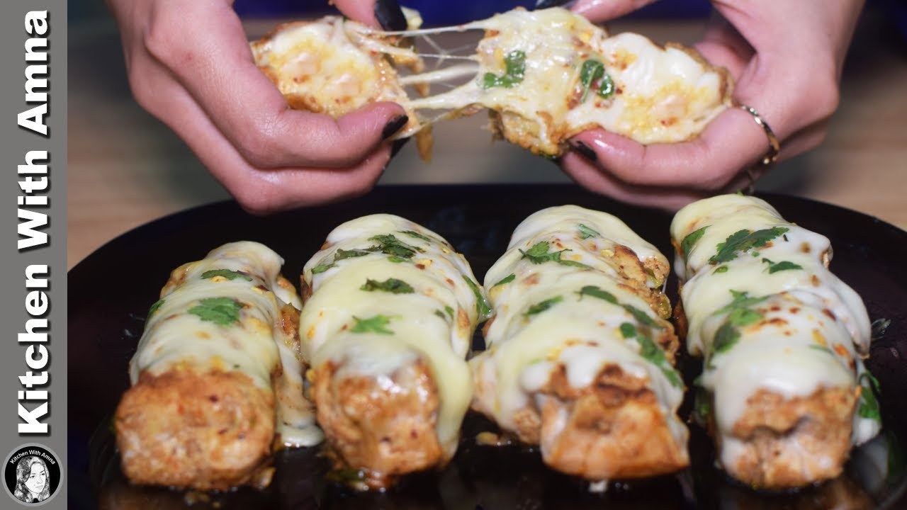 Chicken Cheese Boti Kabab Recipe - Restaurant Style Chicken Cheese Kabab - Kitchen With Amna