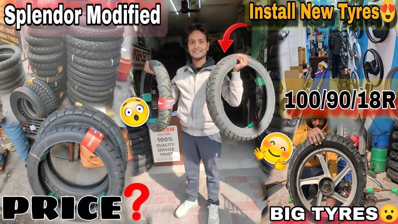 Splendor New Tyre Installation😍 || Install New Tyres || Price? || Tyre Modified 2025😨 | Big Tyres...
