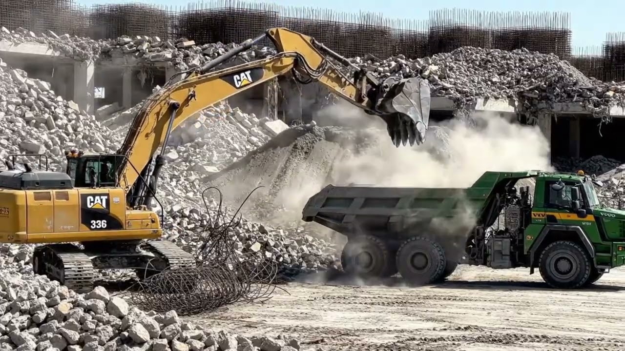 A Day on the Construction Site Dump Trucks, Excavators, Tankers & Cranes in Action
