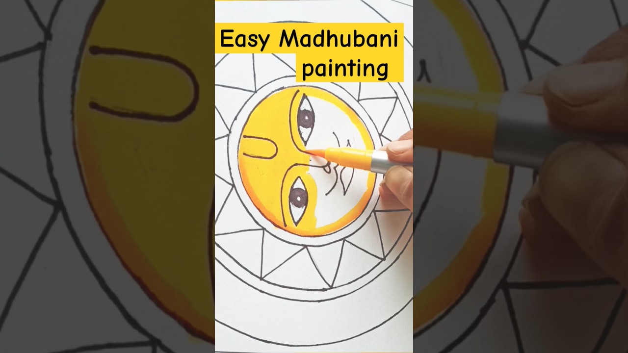 Easy Madhubani sun painting 🎨 🌞🖌️#stepbystep#satisfying#sun#makarsankranti#2024#trending#art#shorts