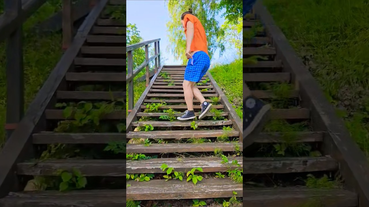 Air Walk On Stairs Challenge 🤠 Slickback #shorts #skills