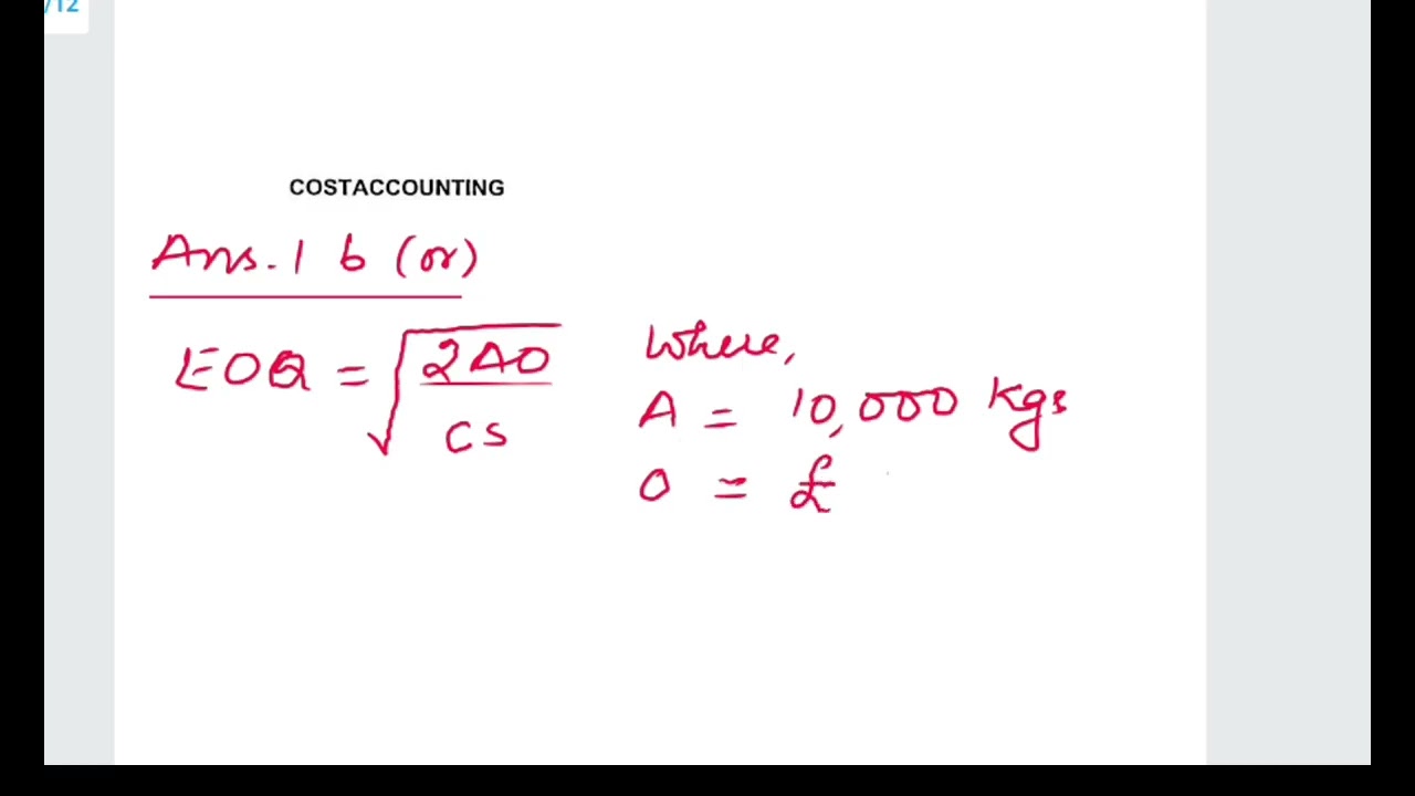Costing Unit Test Examination paper Discussion