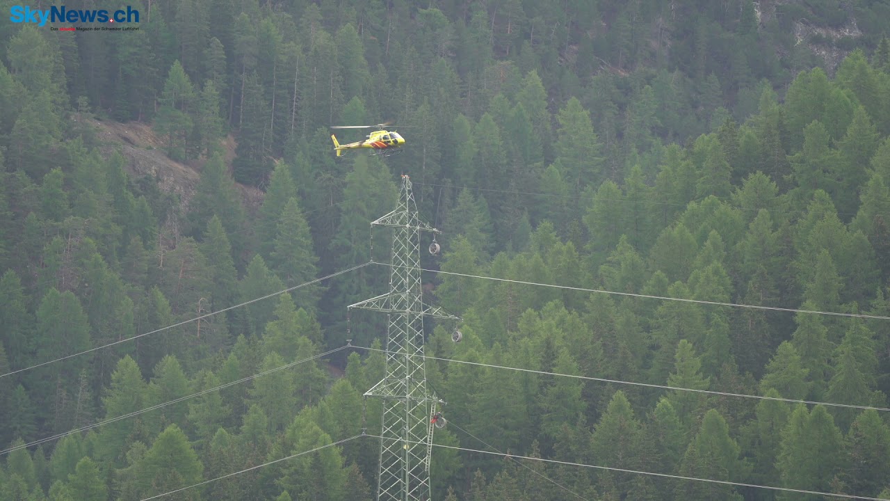 Heli Bernina zieht Höchstspannungseil ein