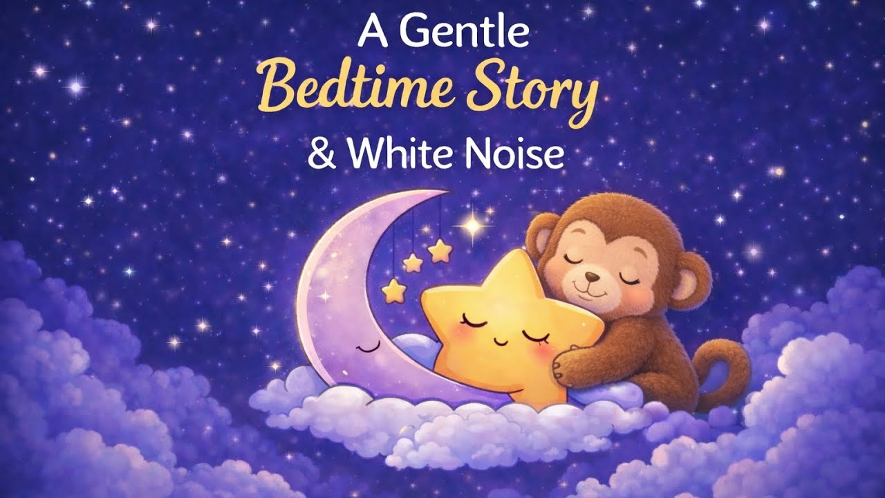 Louie the Monkey Bedtime Story 🌙 | 2–3 Minute Story + 1+ Hour Baby White Noise for Sleep