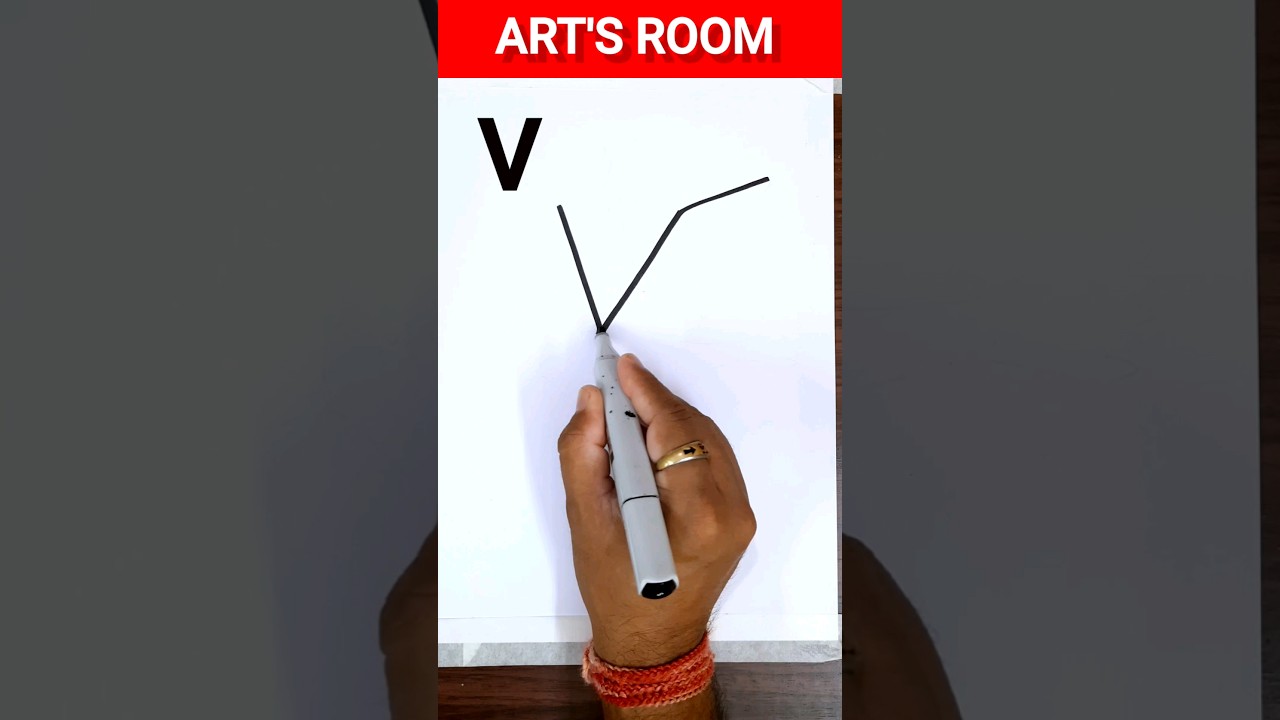 Easy drawing with letter V #shorts #easydrawing #artsroom