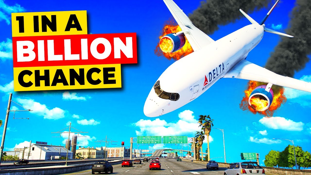 In GTA 5.. Falling Satellite CRASHES into Airplane!