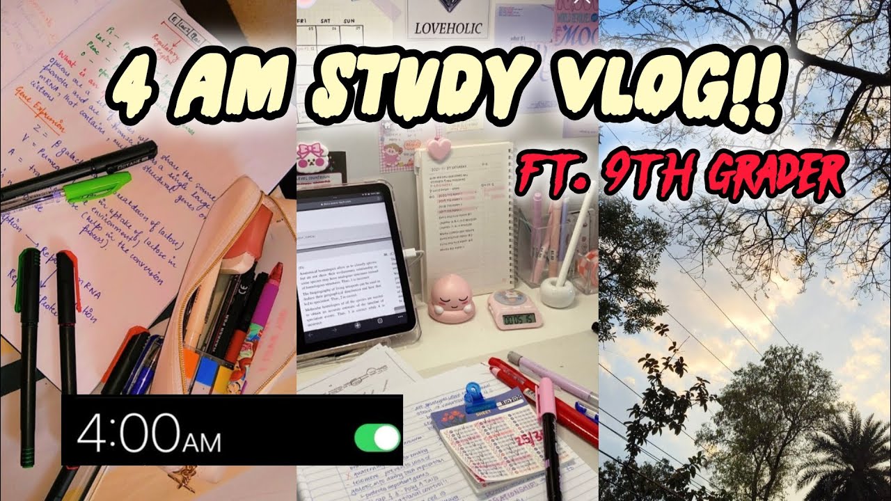 4 AM STUDY VLOG!!  🙌✨🌷// FT. 9th GRADER 💕// EARLY MORNING PRODUCTIVITY 😌💅