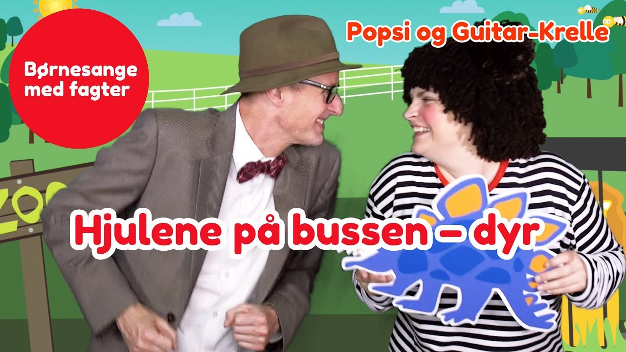 Hjulene på bussen – DYR | Børnesang med fagter | Popsi og Guitar-Krelle