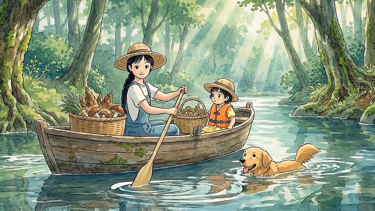 Peaceful Life on a Floating Garden🏠✨ : Bamboo Harvest & Rustic Cooking | Ghibli-Style ASMR