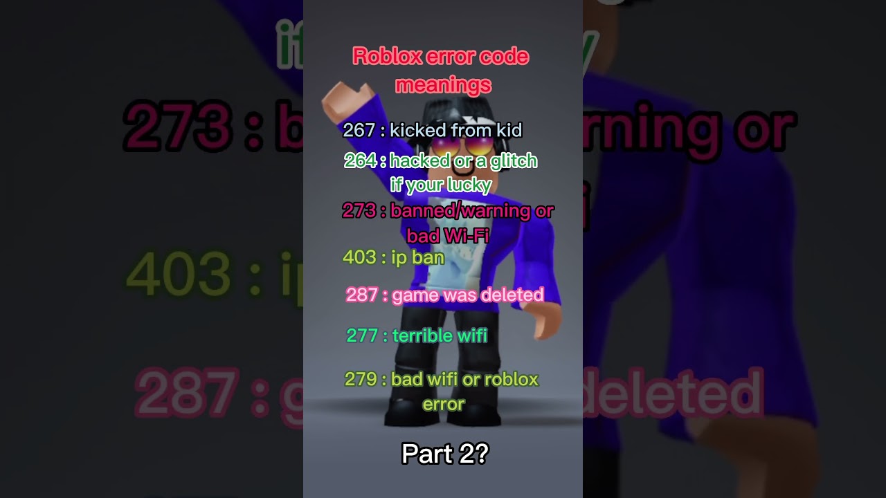 Roblox error code meanings #shorts #errorcodes