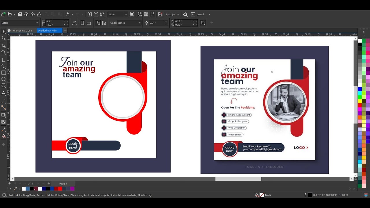 Professional Hiring Flyer Design in CorelDRAW | Advanced Tutorial 2025