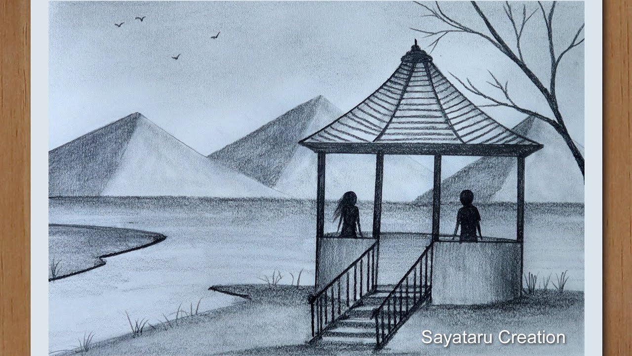 How to draw romantic couple with pencil - Drawing of Nature - drawing for beginners