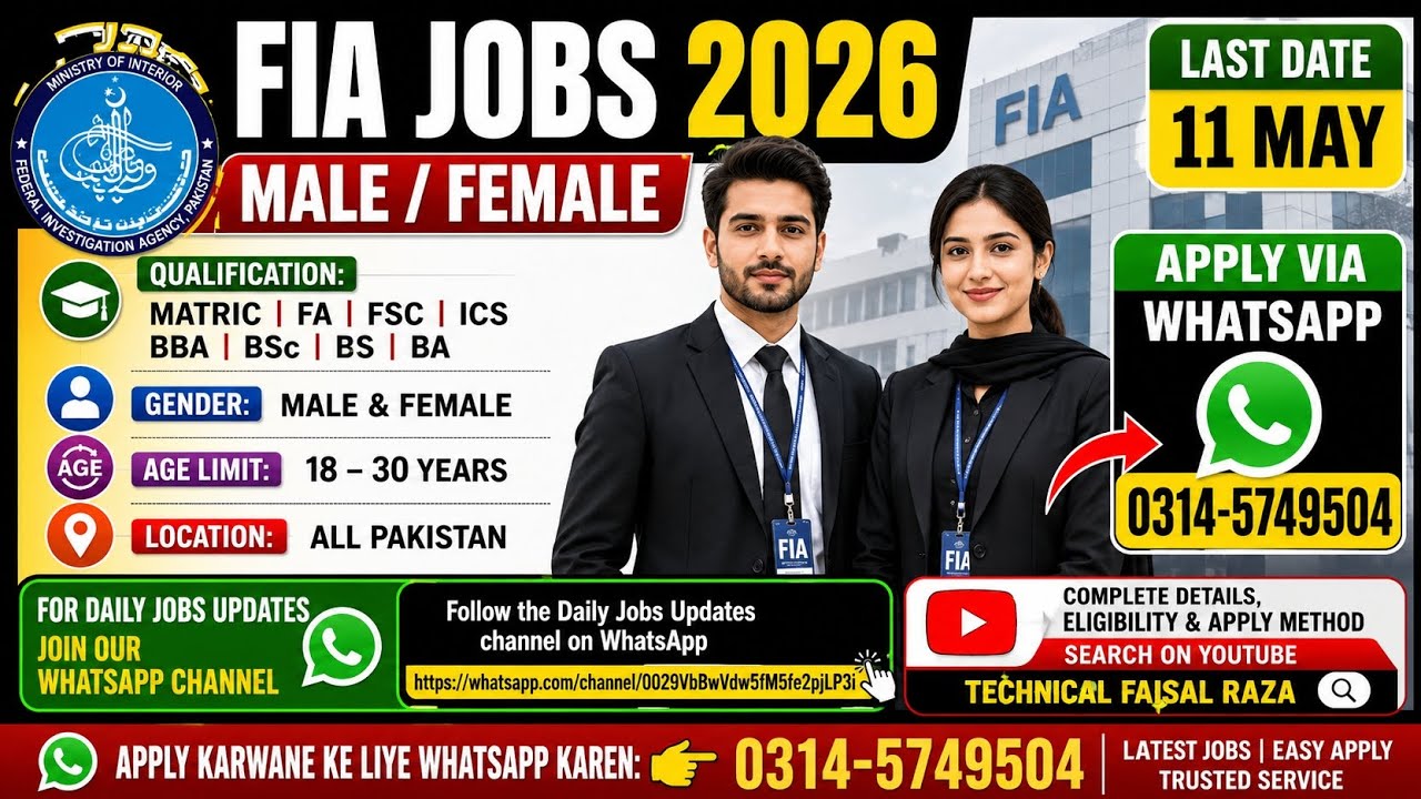 FIA Jobs 2026 | Federal Investigation Agency Jobs 2026 | How to Apply Online Full Details