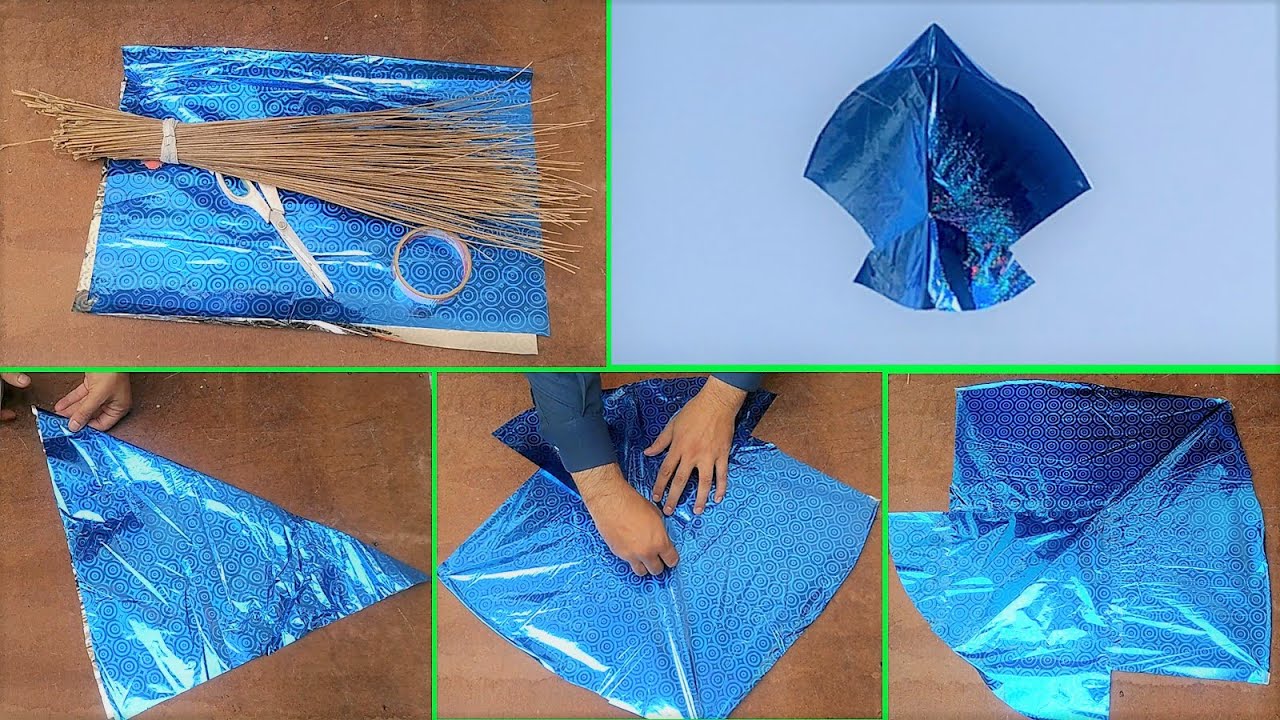 How to Make Gift Paper Kite With Broom Sticks at Home - Jaro ki kite - GolgappaY Kites