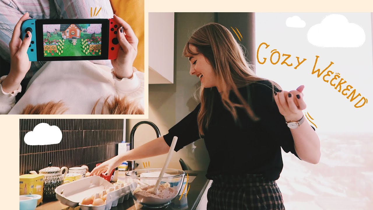Cozy weekend vlog  📖☕ books, baking & acnh