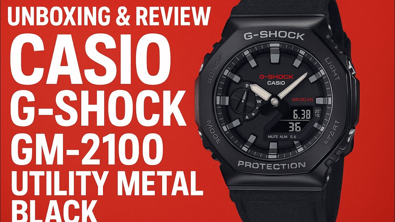 Casio G-Shock GM2100 Utility Metal Black Unboxing, Review and Functions Check (GM2100CB-1A)
