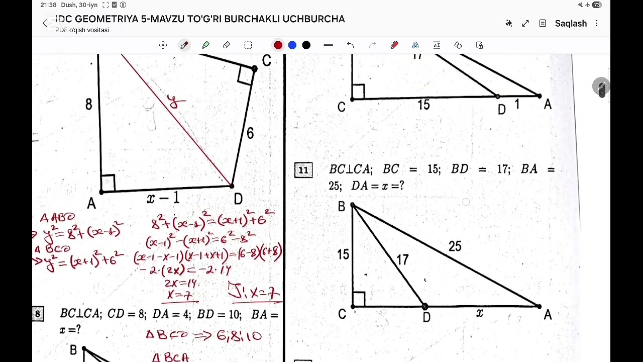 IDC GEOMETRIYA 5-MAVZU TO'G'RI BURCHAKLI UCHBURCHAK https://t.me/shahrisabzmatematika5
