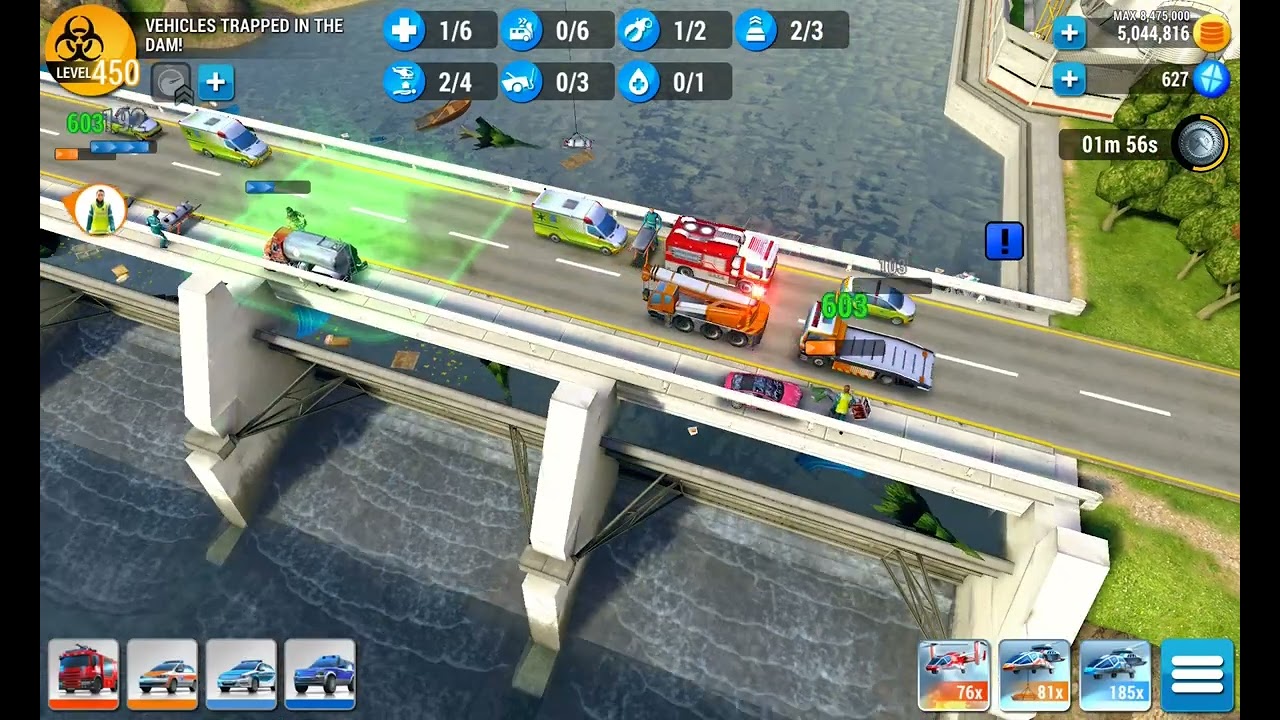 Emergency HQ, Hero Level 181, Vehicles trapped in the dam