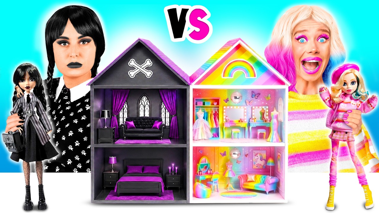 We Build Amazing Doll House Wednesday vs Enid Challenge | Tiny Build Ideas by BaRaDa Challenge