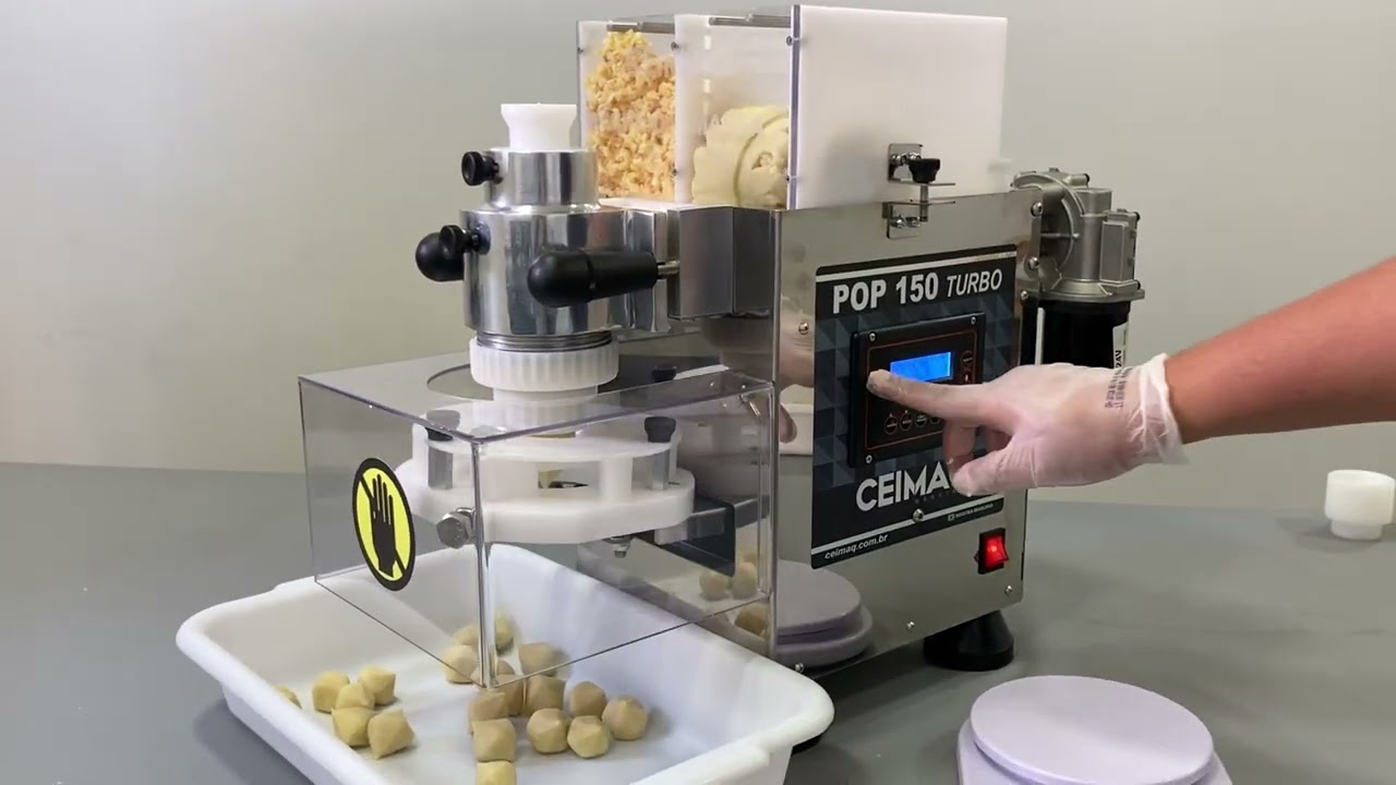 Bolinha de Queijo na Maquina de salgados Ceimaq Pop 150 turbo Inox