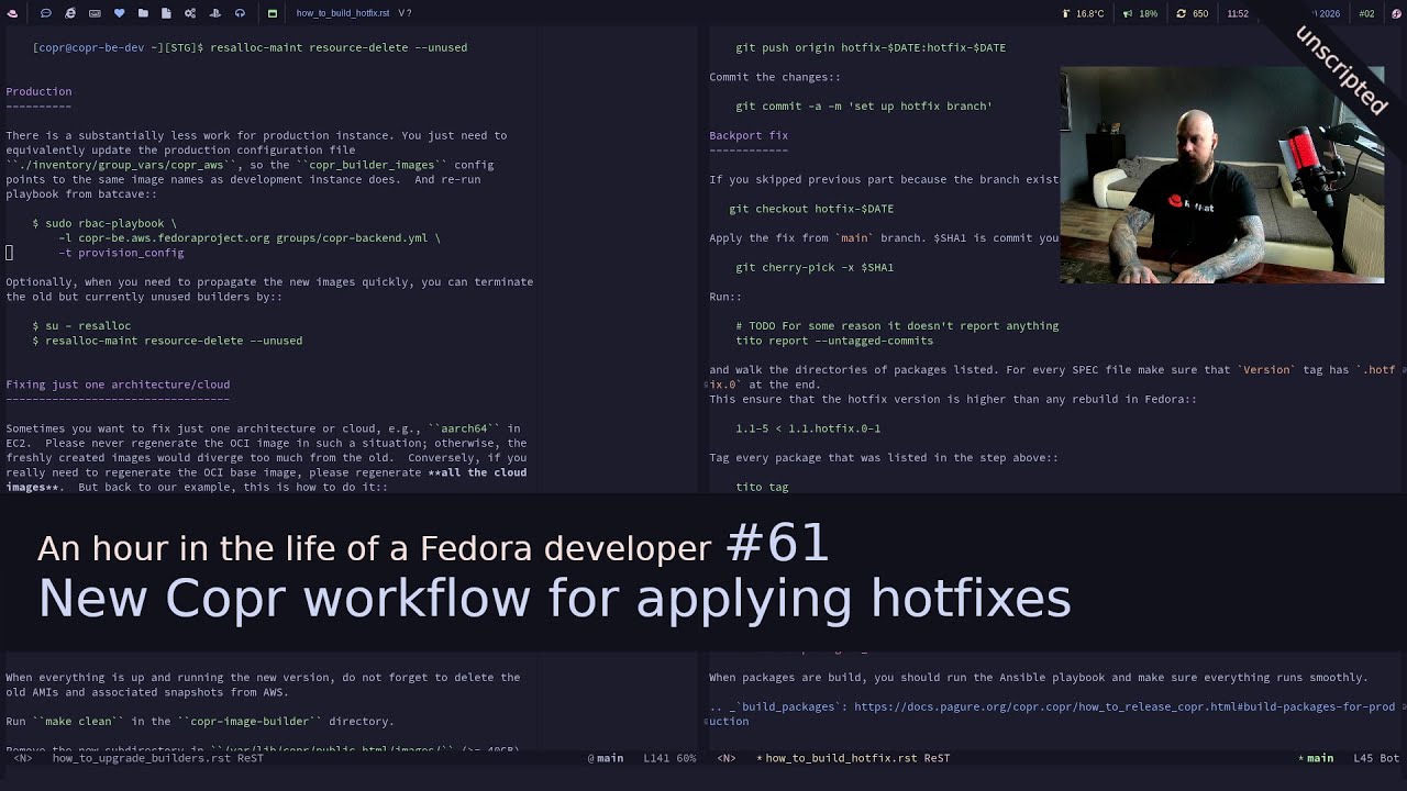 Час из жизни разработчика Fedora #61