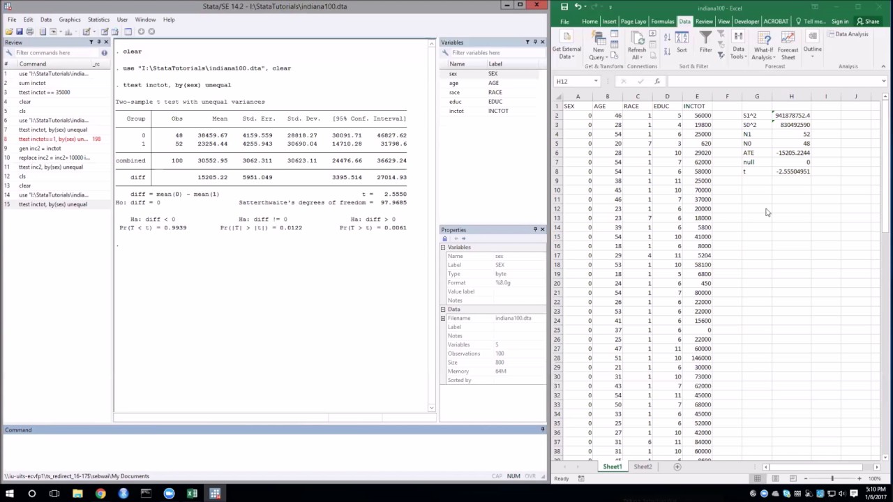 Difference Between Means Test in Stata