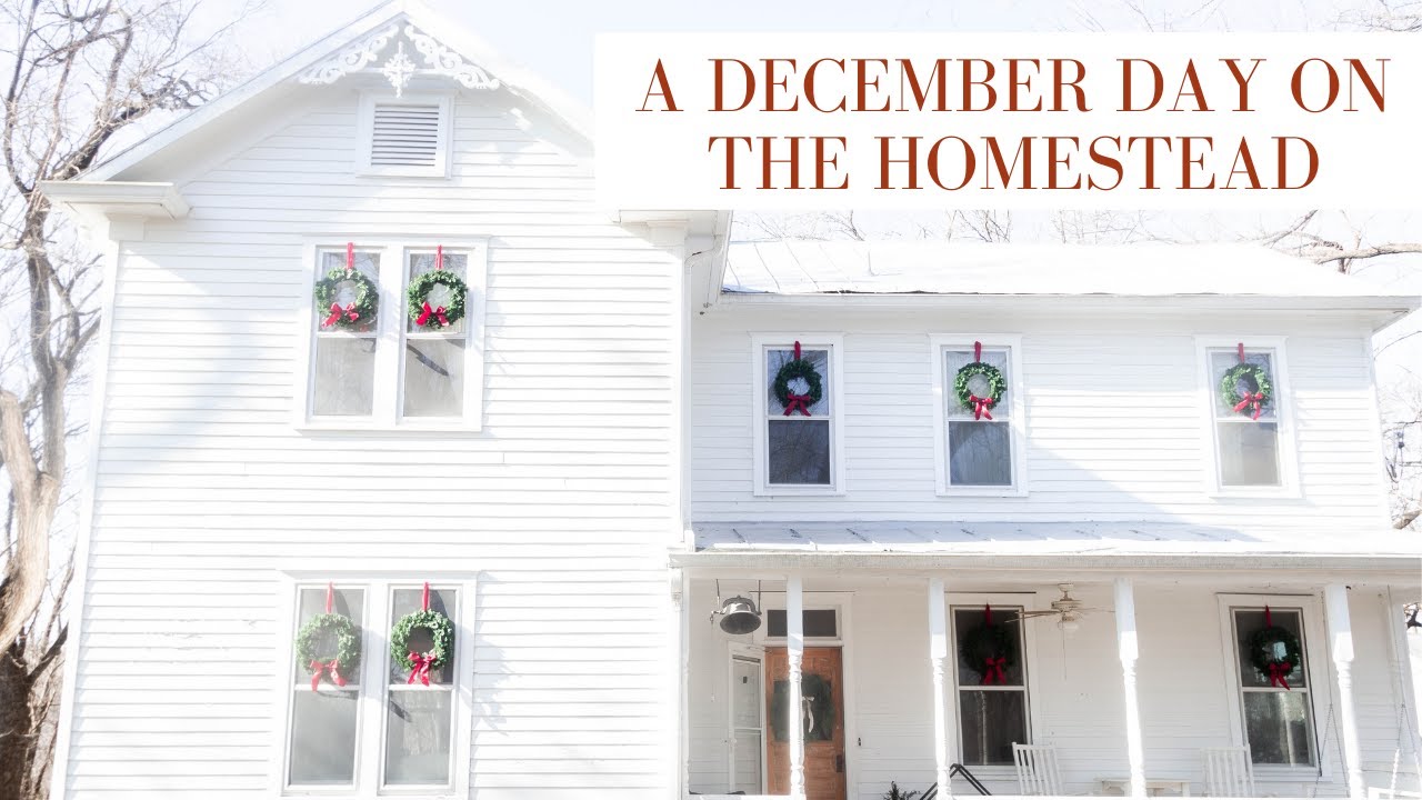 Hanging wreaths, canning cranberry sauce, cook with me- A DECEMBER DAY ON THE HOMESTEAD