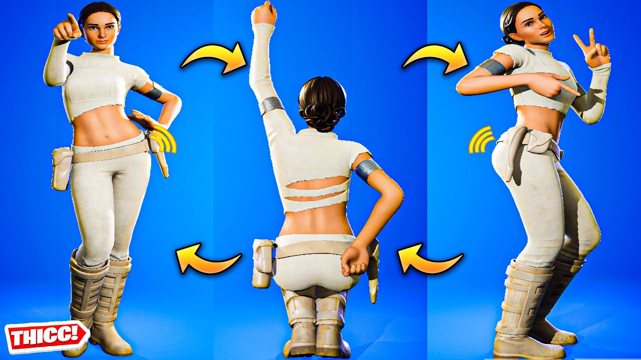 Fortnite Padmé Amidala Showcase Thicc 🍑😘 Top Tiktok Emotes Legendary Dances ❤️New Star Wars Outfit 😍