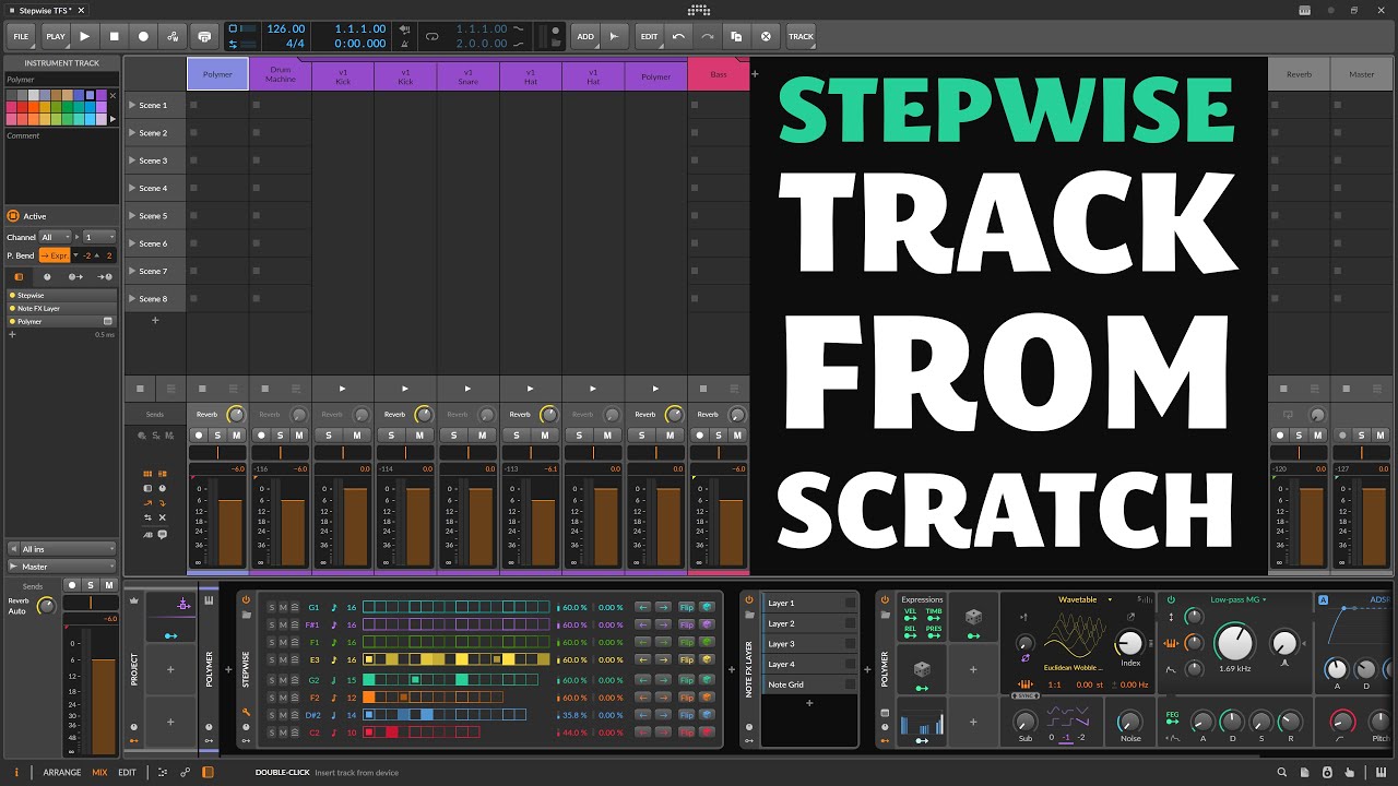 Track from scratch with Stepwise in Bitwig