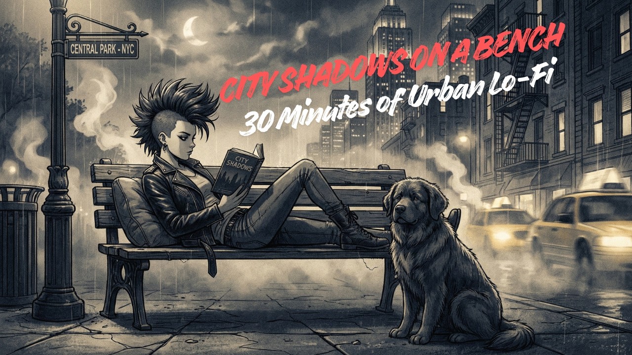 City Shadows on a Bench - 30 Minutes of Urban Lo-Fi Noir 🌧️🌙