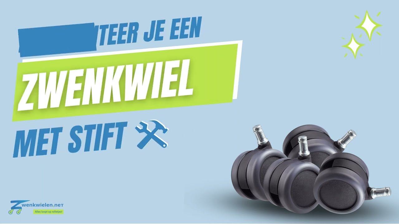 Zwenkwiel met stift | Instructie video (dit zijn ook de stoelwielen met stift)