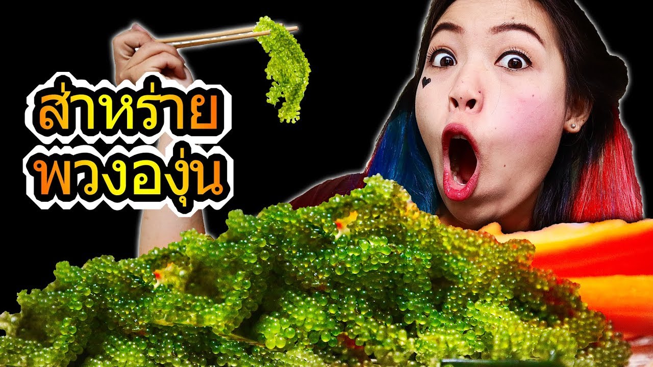 จ้าว กินส่าหร่ายพวงองุ่นครั้งแรกในชีวิต SEA GRAPES ❤ JKiz