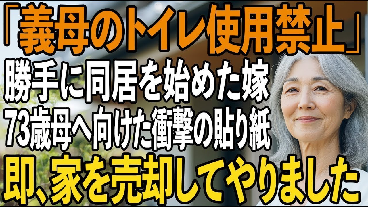 「今日から住むね」突然押しかけ、無理やり同居する息子夫婦。私は”トイレ使用禁止”を命じられ…即家を売却し、地獄に落としてやりました【シニアライフ】【60代以上の方へ】