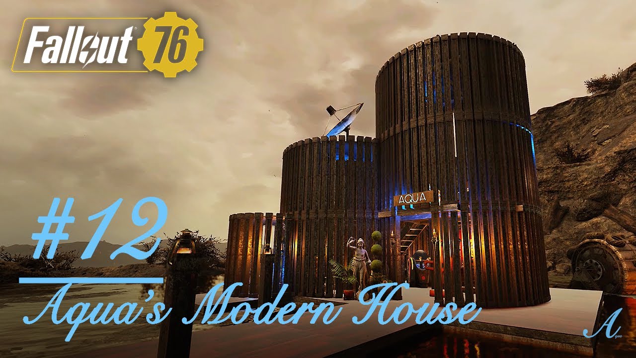 Fallout 76 camp build - Steel posts modern cylinder house camp build (Aqua's Modern House #12)