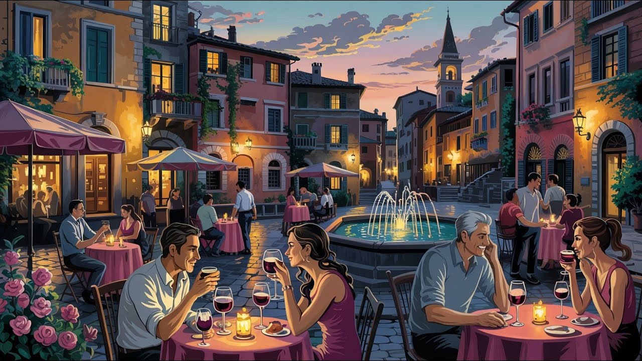 Wine by the Piazza 🍷🌙 | Romantic Italian Instrumental