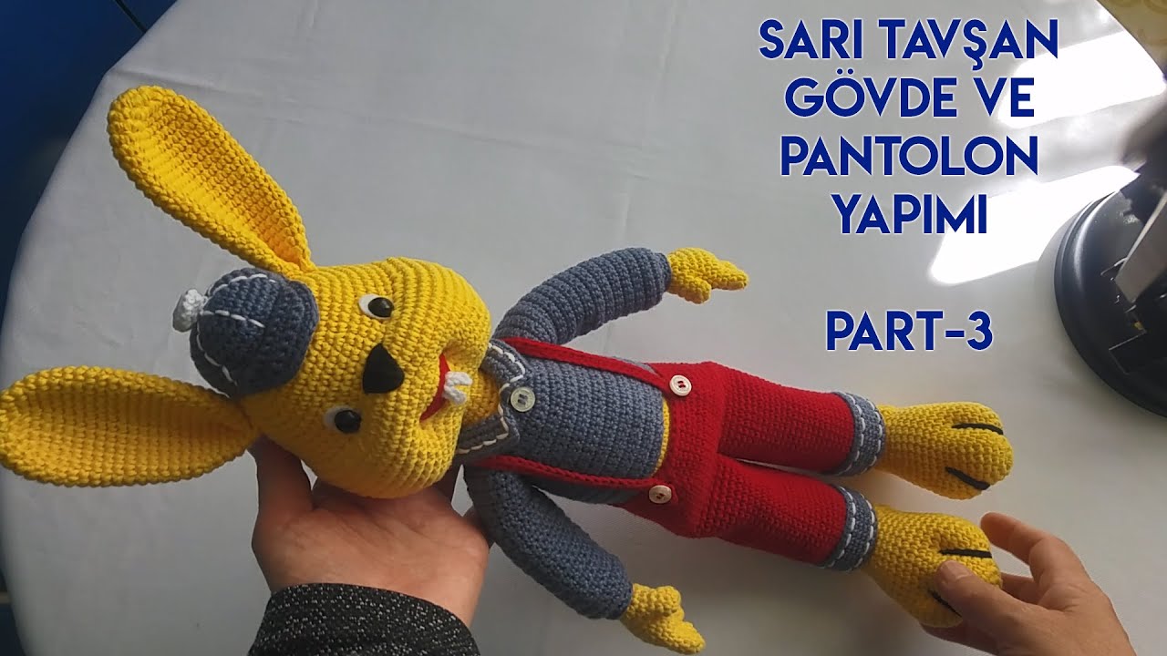 44 cm Sarı tavşan Gövde ve pantolon yapımı  PART 3  (Englishsubtitle)