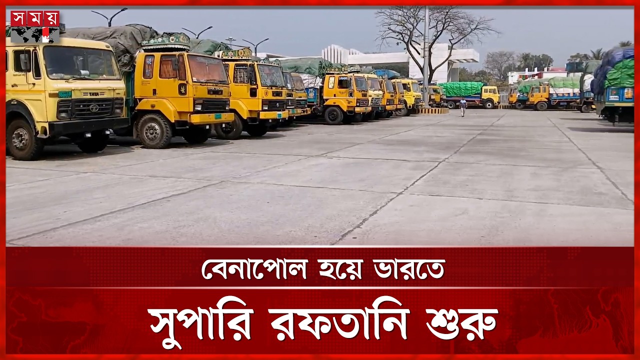ছাড়পত্র জটিলতায় ৪ মাস পড়ে থাকার পর সুপারি রফতানি শুরু | Benapole Land Port | Somoy TV