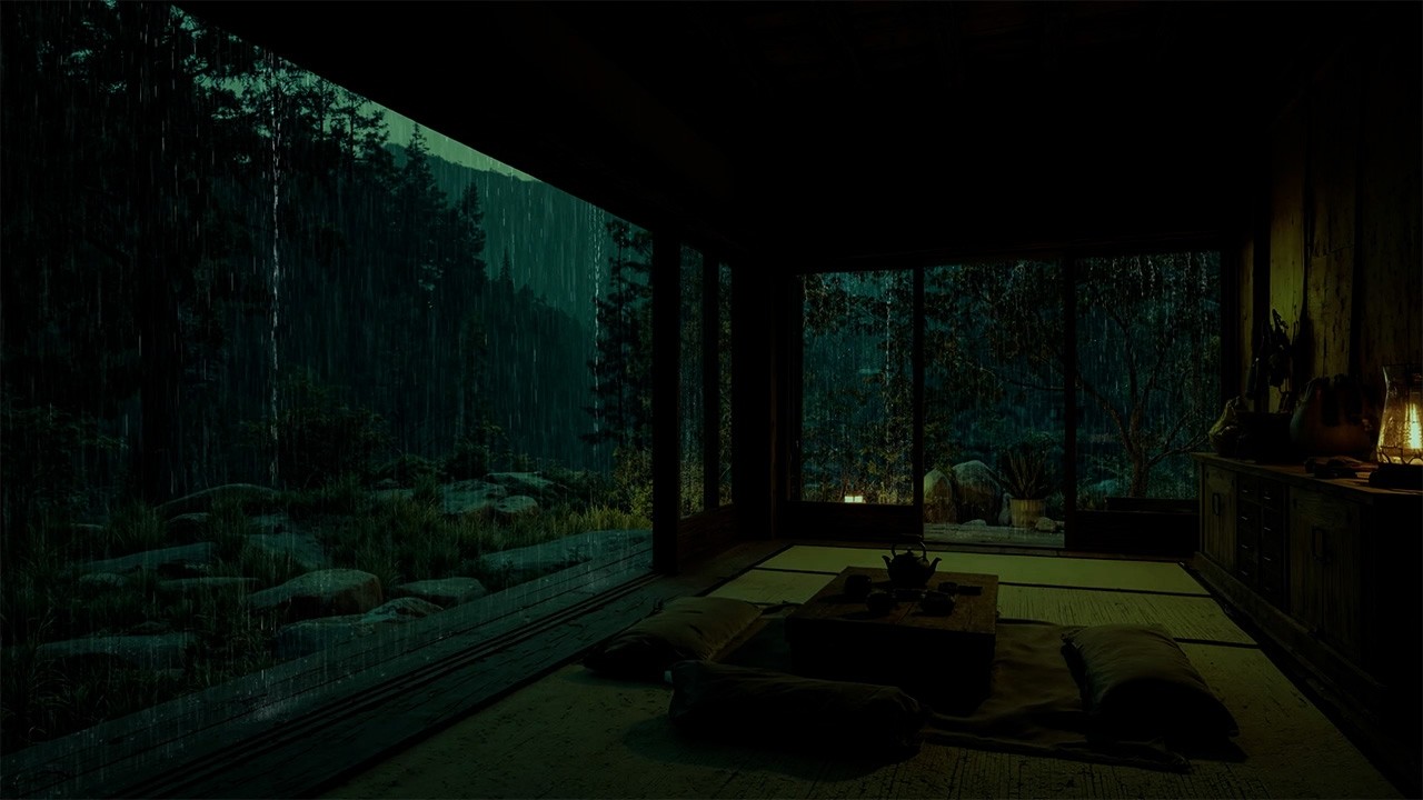 Heavy Night Rain Outside the Window | Calm, Cozy Sounds to Ease the Mind | No Ads 8 Hours