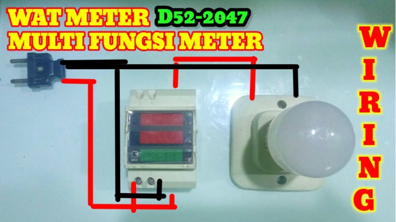 CARA PASANG WAT METER D52-2047 DINRAIL MULTI FUNGSI METER