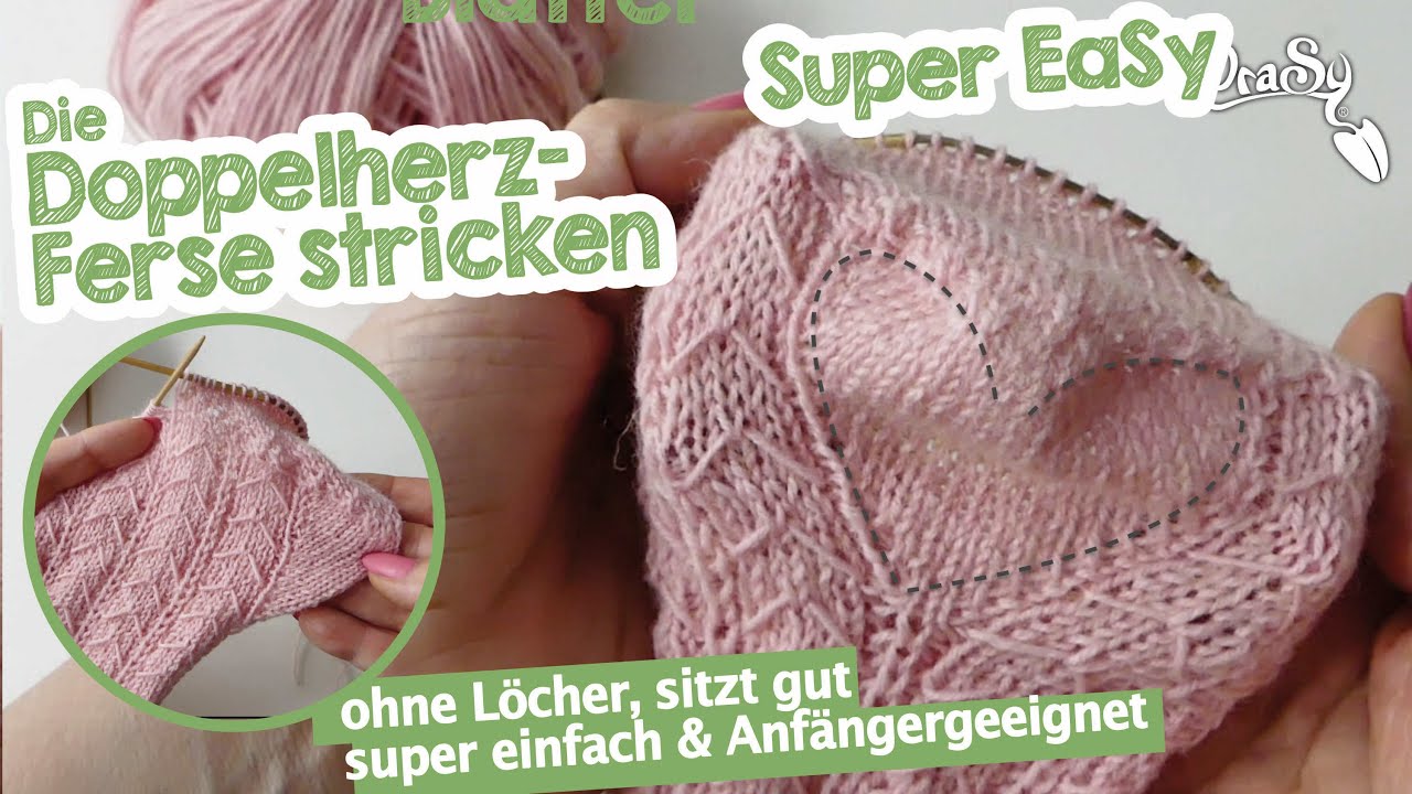 Die Doppelherz Ferse stricken, ganz #easy ohne Löcher und für #Anfänger geeignet #socktober #socken