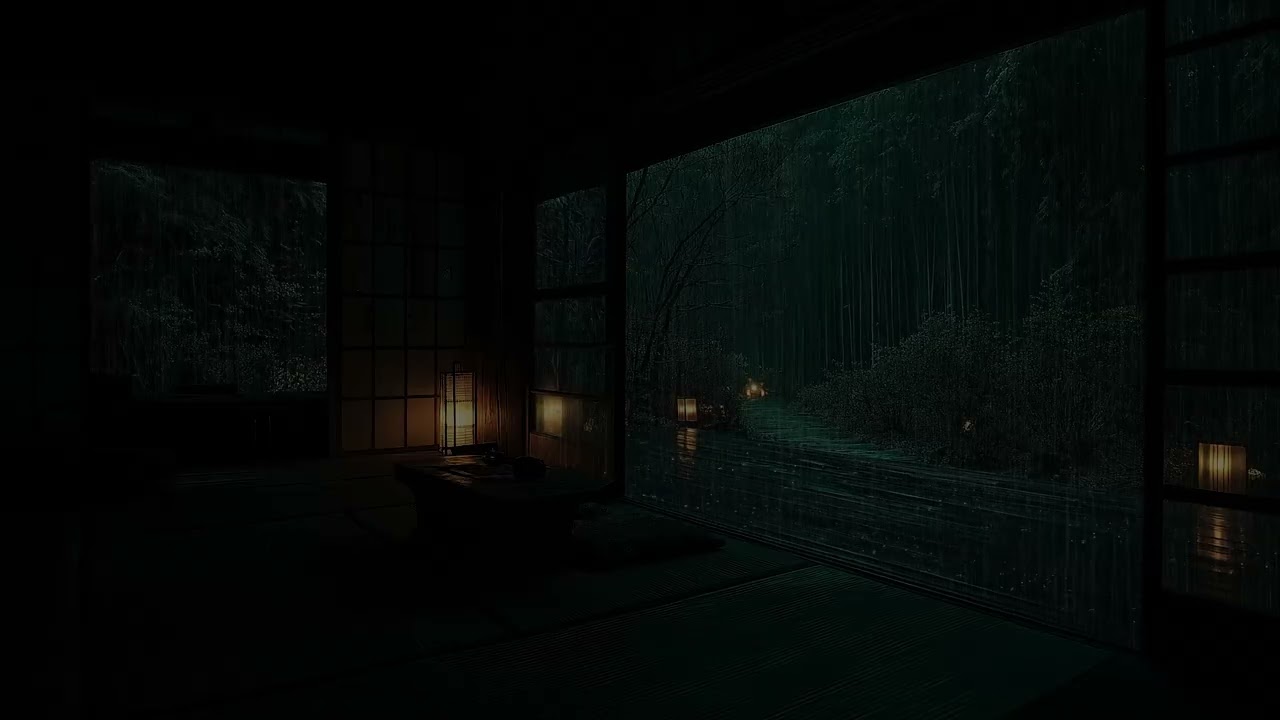Rain Sounds at Night from a Cozy Bedroom Window Overlooking Forest for Deep Sleep and Calm