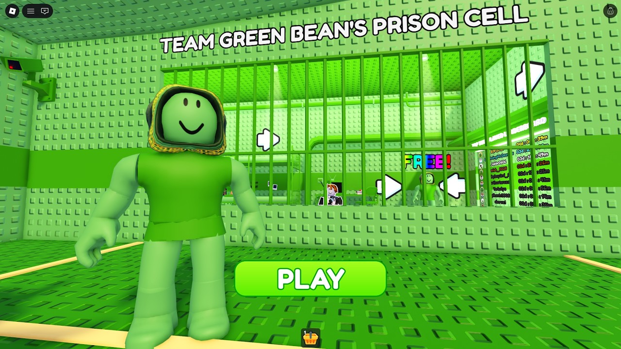 TEAM GREEN BEAN'S PRISON RUN! Obby roblox! Gameplay Walkthrough No Death 4K