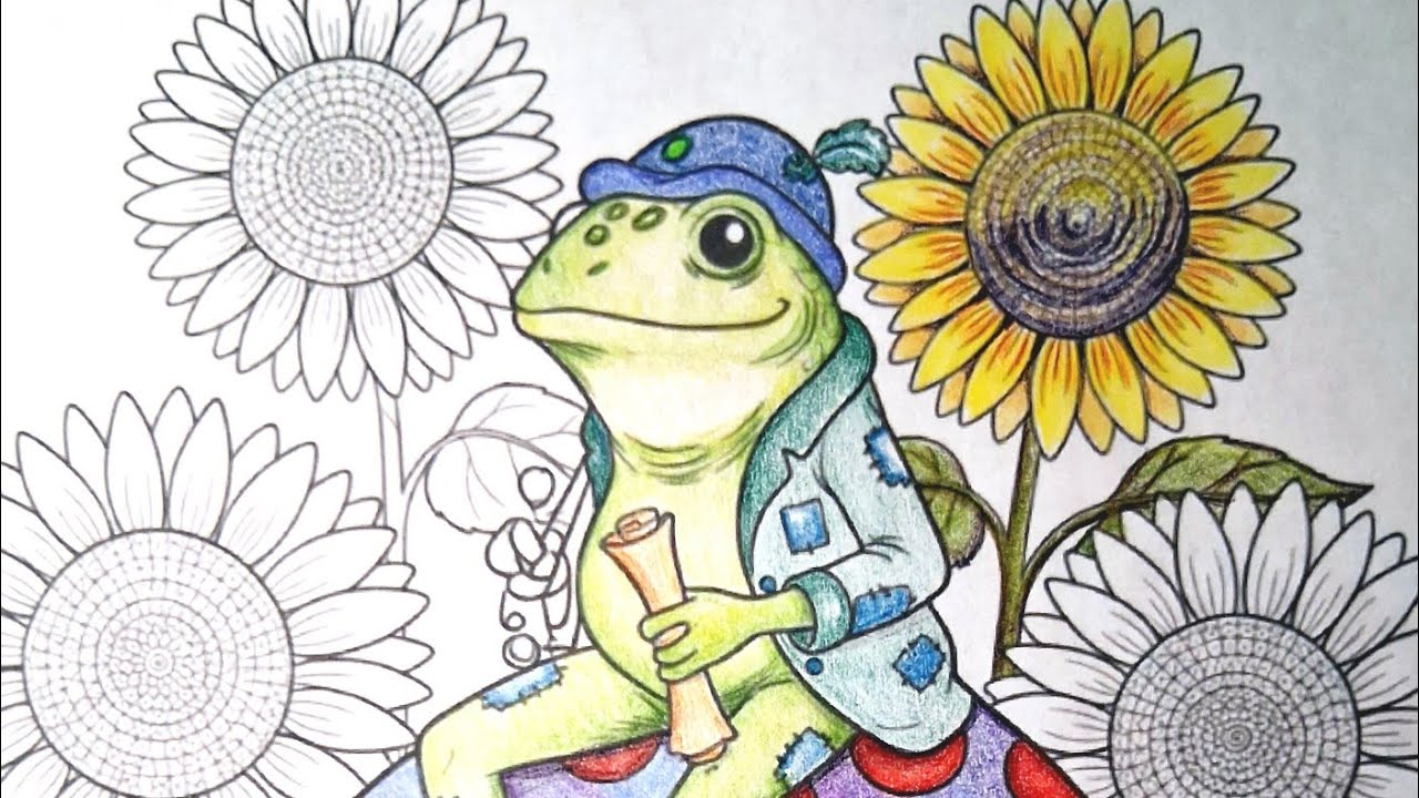 LIVE Coloring: Frog & Sunflowers | Relax & Color along with me!