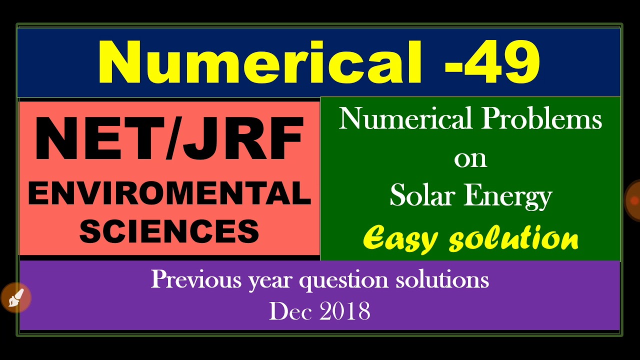 Solar energy numerical question| NTA UGC NET JRF environmental sciences| mind mapping| net jrf