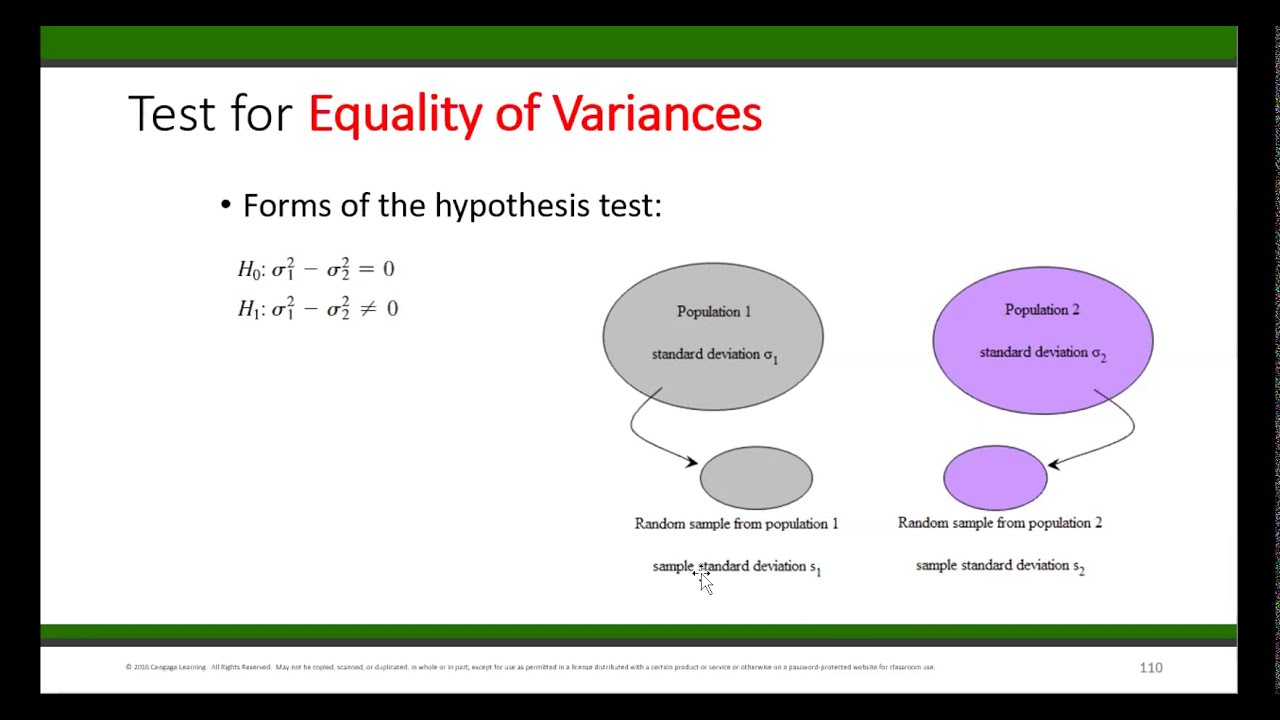 Test for Equality of Variances (Example: Student Grades)