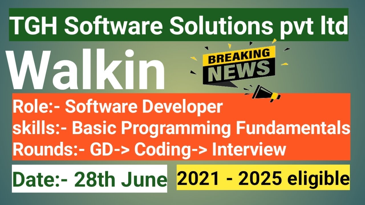 🔥Software jobs || Biggest announcement from TGH SOFTWARE SOLUTIONS || IT Jobs walkin ||direct hiring