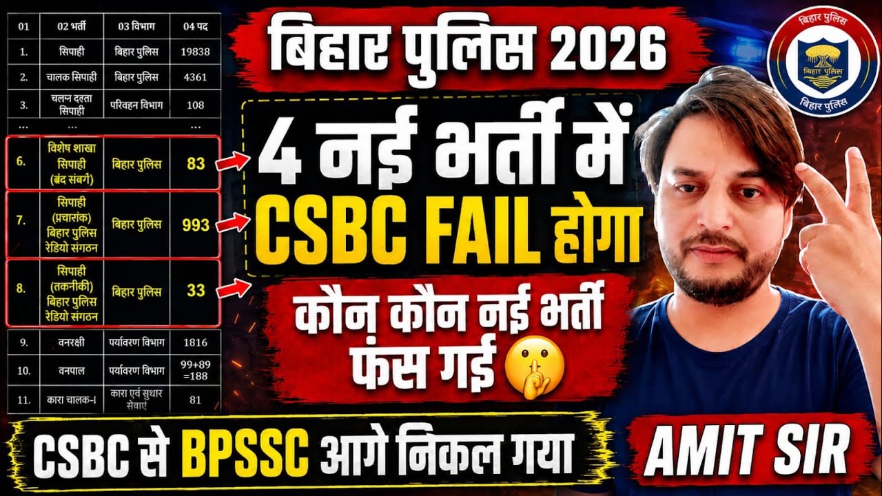 बिहार पुलिस 2026 || 4 नई भर्ती में CSBC FAIL होगा! || BPSSC कैसे आगे निकल गया 