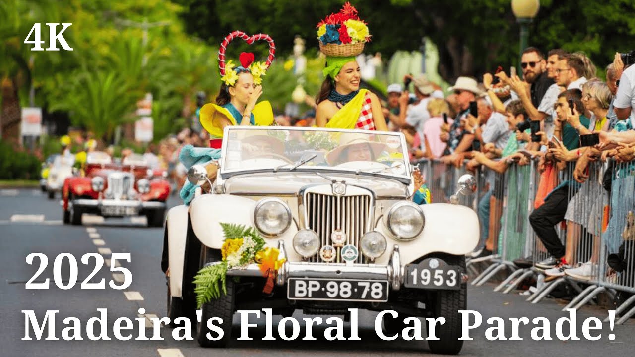 Цветочный фестиваль на Мадейре 🌸 Ретро автомобили: Автопарад Madeira Flower Classic 2025 🇵🇹🌸