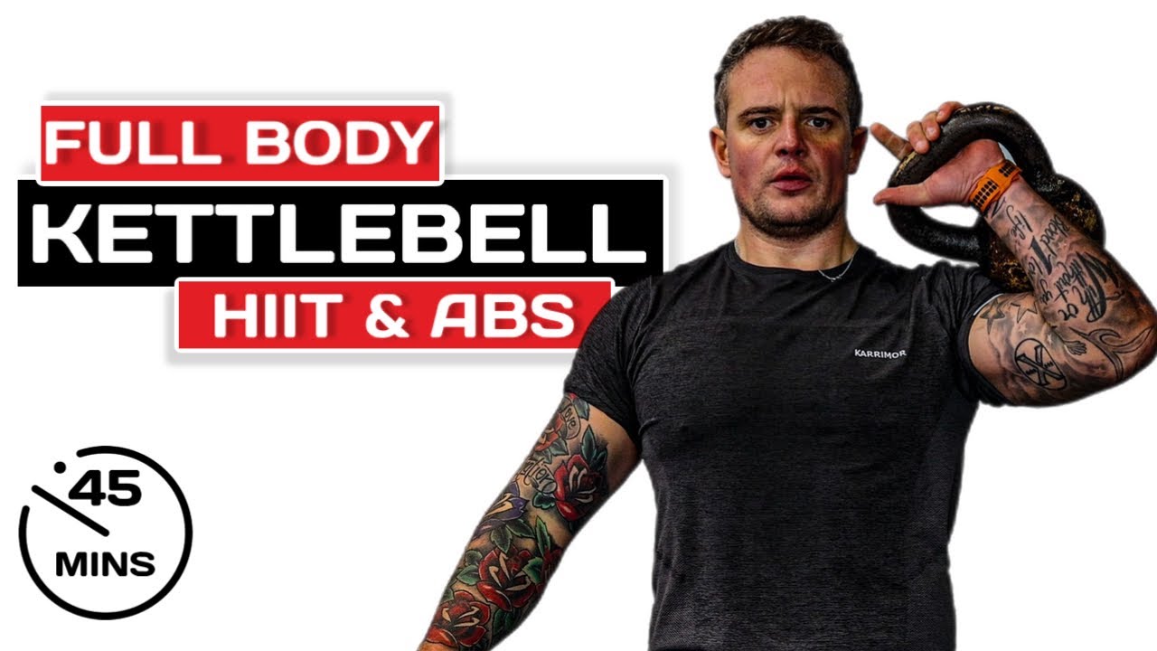 45 Minute KETTLEBELL Workout | Full Body HIIT + Abs